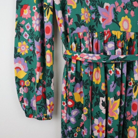 Boden Willow Floral Tiered Dress 6 Long Forest Grass Flourishing Vine - Picture 4 of 10